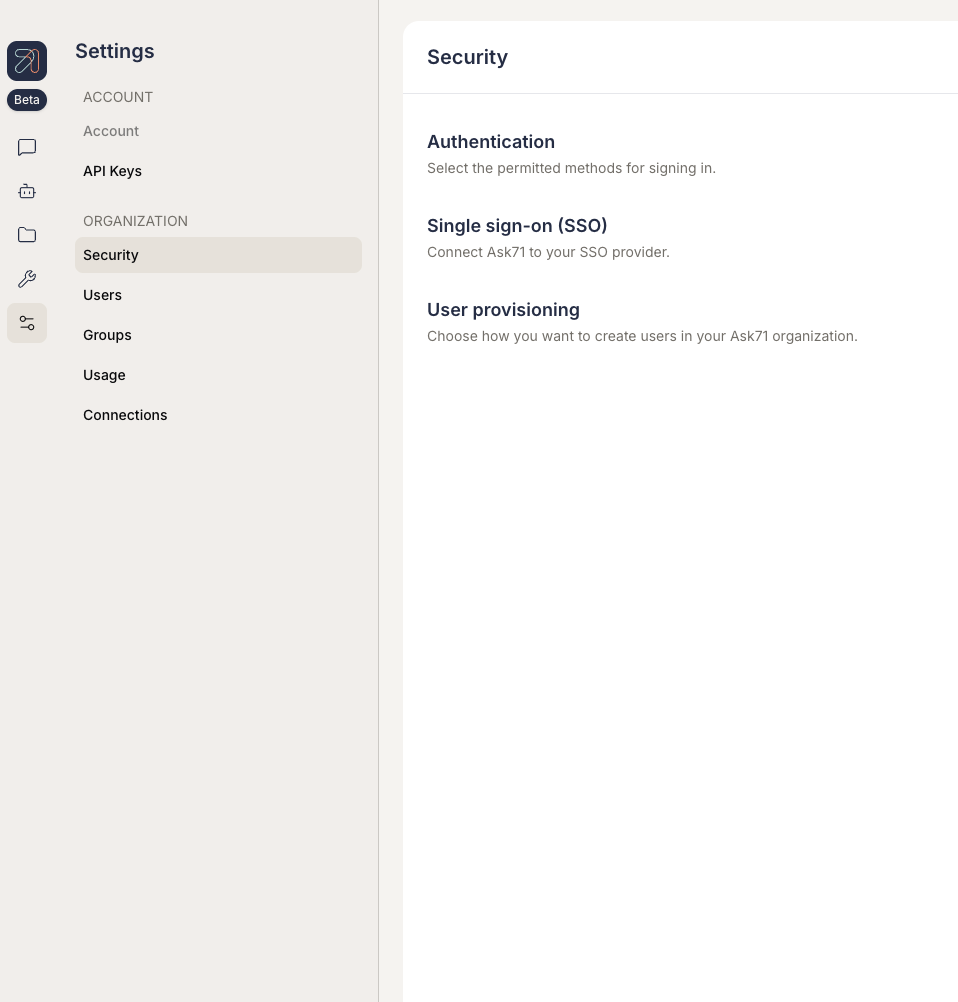 Security navigation in Ask