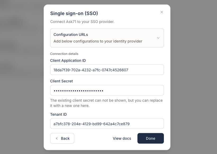 Enter Microsoft OAuth credentials