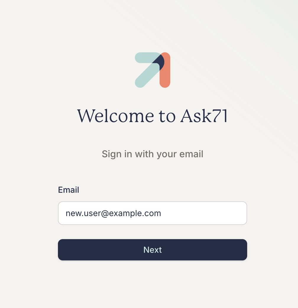Add email on Ask login page