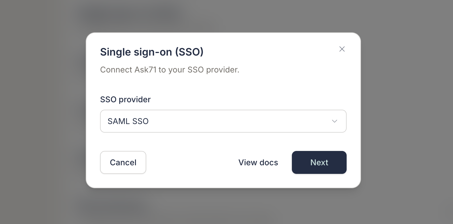 Select SAML SSO option